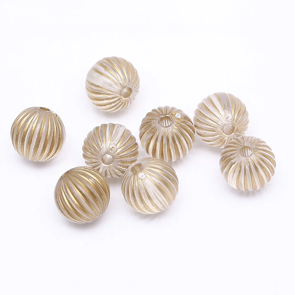 CHONGAI 100Pcs Fluted stripe Vintage Inspired Ethnic Stripe Round Acrylic Antique Design Spacer Bead For Jewelry Making DIY | Украшения и