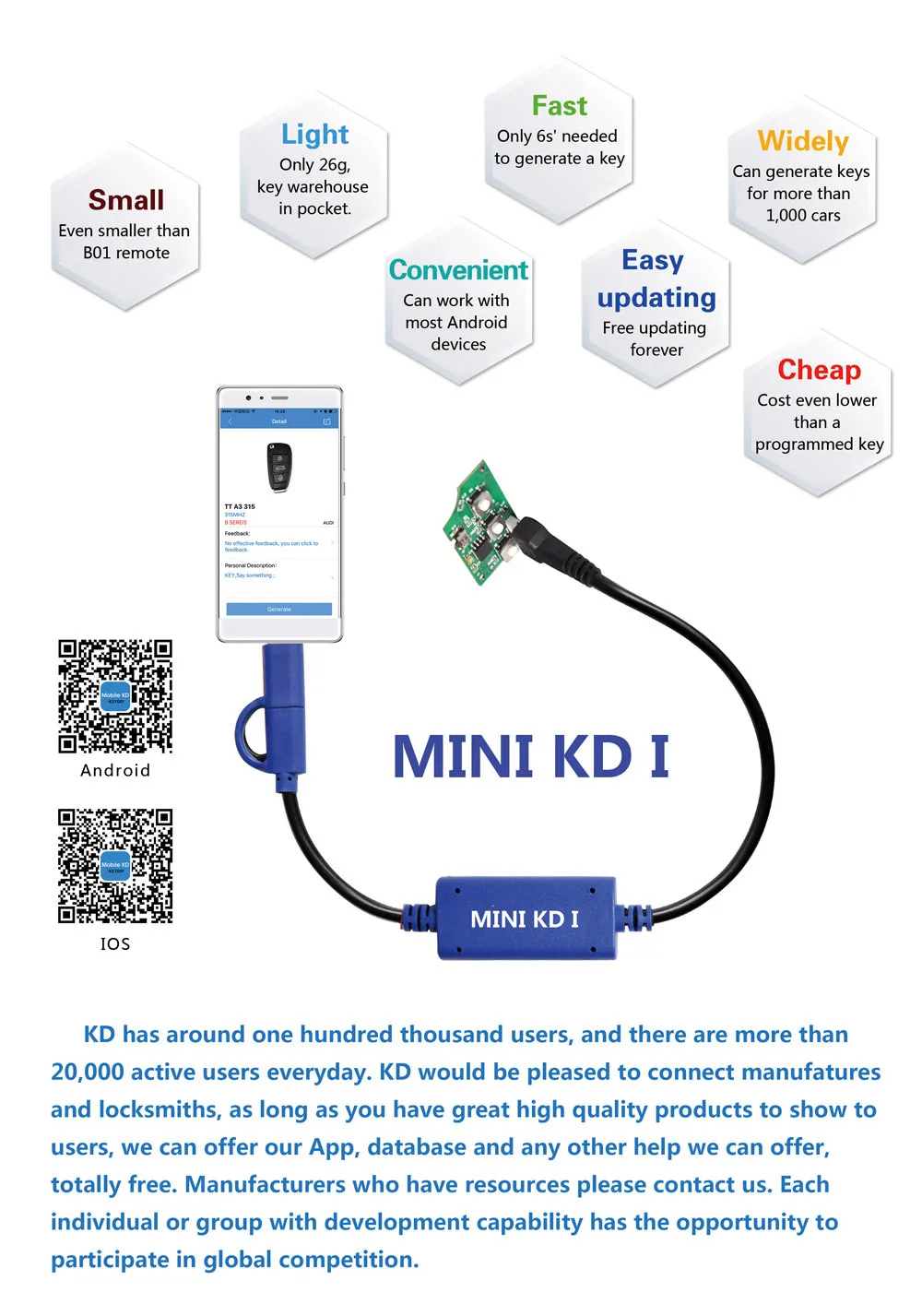 KEYDIY мини KD ключ генератор пульты склад в вашем телефоне Поддержка Android сделать более 1000 автоматических пультов