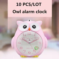 10PCS Creative Owl Alarm Clock Luminous function Silent Sweeping movement Metal pointers 4 colors Decoration for kids friend