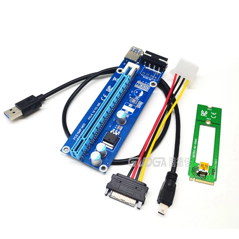 Карта расширения M2 M.2 KEY M NGFF на 16x GPU Usb 3 0 Райзер SATA 4Pin IDE Molex блок питания для майнера