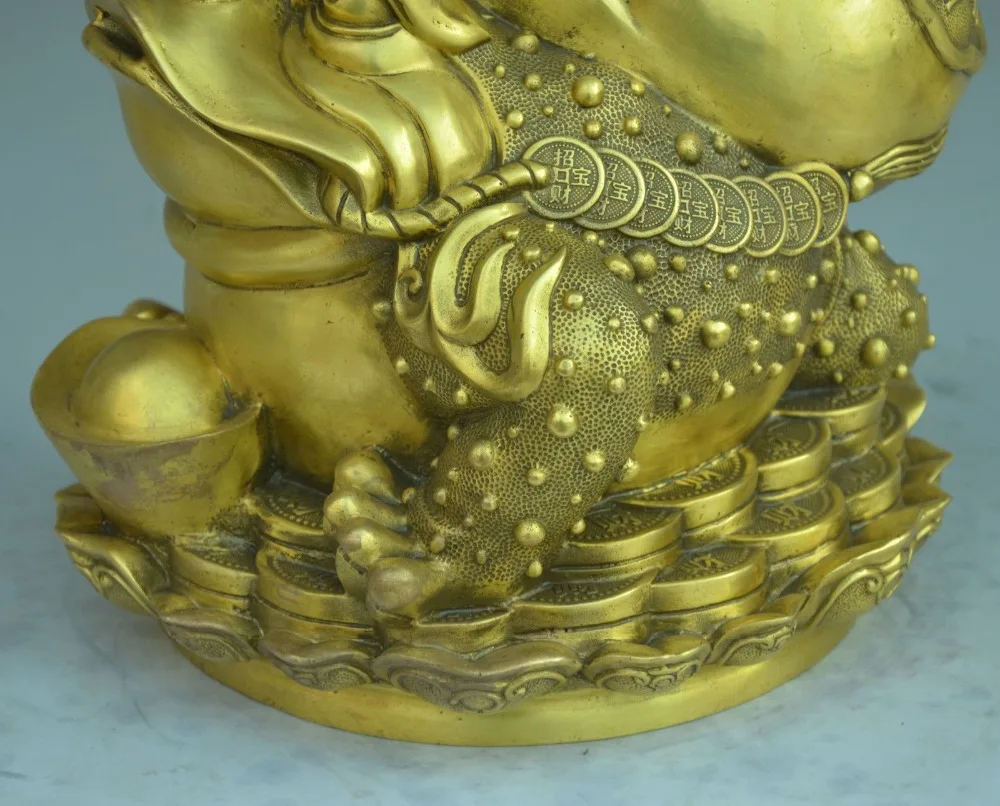 11" Chinese Copper Feng shui Animal Money Yuan bao Toad Statue | Дом и сад