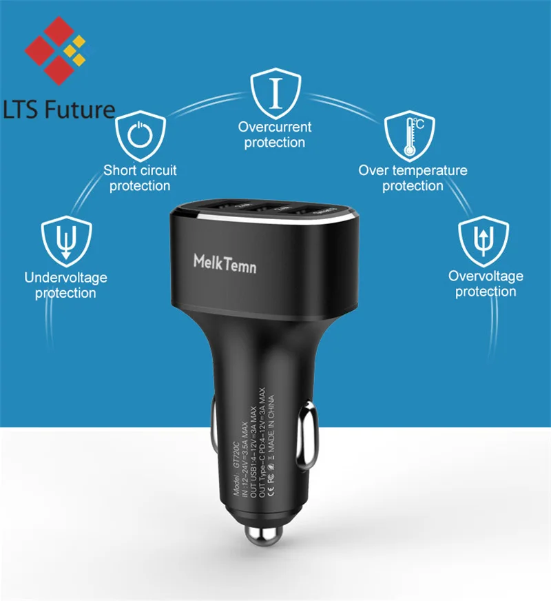 Быстрая зарядка QC 3,0 двойной порт usb Тип C PD Быстрый автомобильный телефон зарядное устройство для Iphone samsung huawei Быстрая зарядка Авто адаптер автомобиля