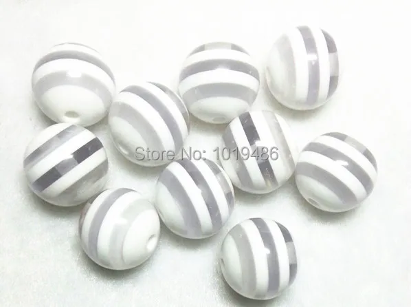 Бесплатная доставка! 100 шт. прозрачные и белые бусины из смолы в полоску 20 мм для