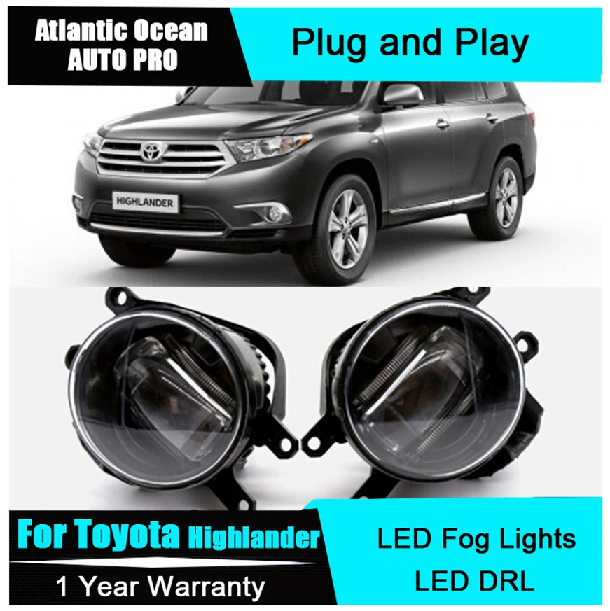 Автомобильный Стайлинг светодиодный противотуманный фонарь для Toyota Highlander DRL с