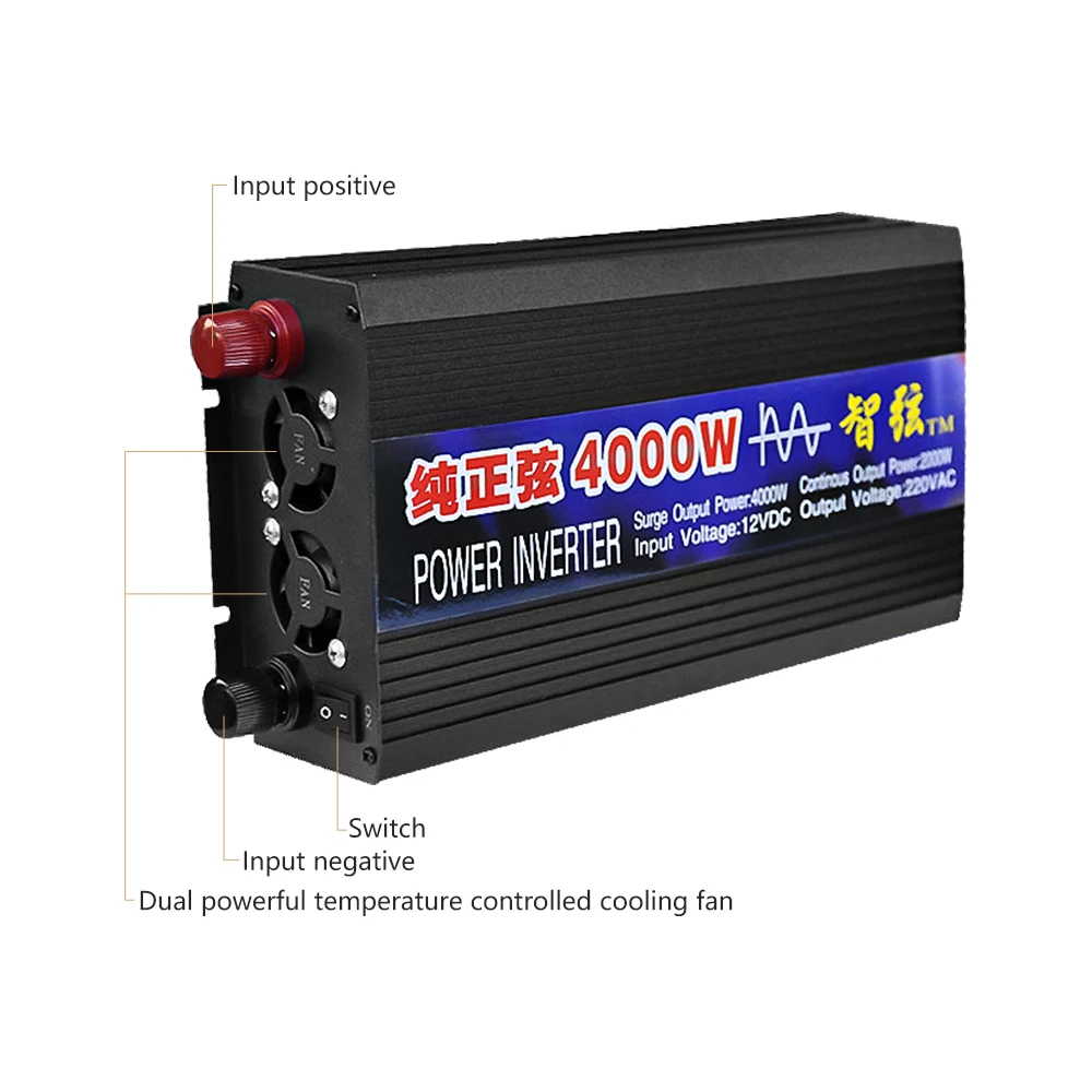 SUNYIMA 4000 Вт DC12V/24 В/48 В к ac220в Чистая синусоида Инвертор двойной цифровой дисплей конвертер для бытовой преобразователь питания
