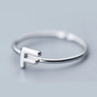 F UMODE, корейские 925 пробы, серебряные кольца, трендовые английские буквы, открытые кольца для женщин, Серебряный подарок для девушек, Женские Ювелирные изделия ULR0737A - Цвет камня: F