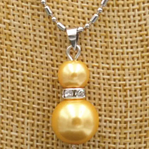 AA New-8-12mm-Golden-Sea-shell-Pearl-Wedding-Pendants-Necklace-Earrings-Set-AAA | Украшения и аксессуары
