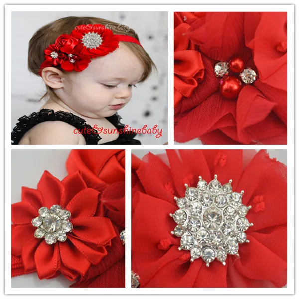 Children chiffon flower rose belt baby alloy CZ buckle with headdress wholesale | Украшения и аксессуары