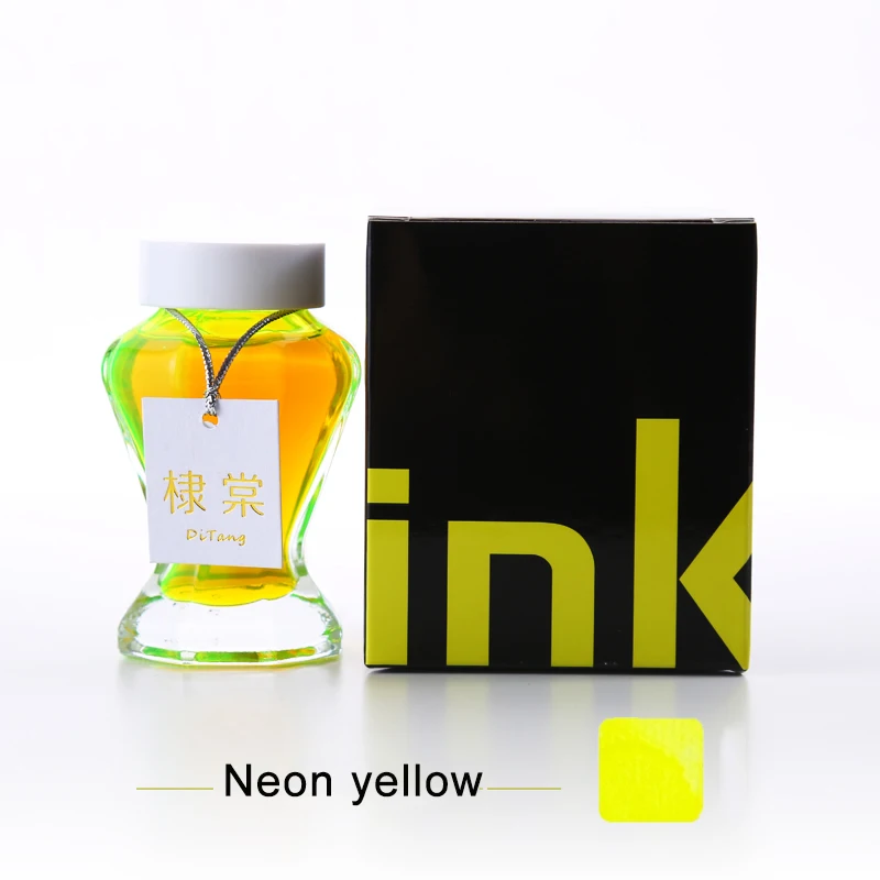 neon yellow 1 шт. большая емкость 50 мл стеклянная чернильная Бутылка Для авторучки 9 цветов на выбор хорошие неуглеродистые цветные чернила школьные принадлежности - Цвет: neon yellow