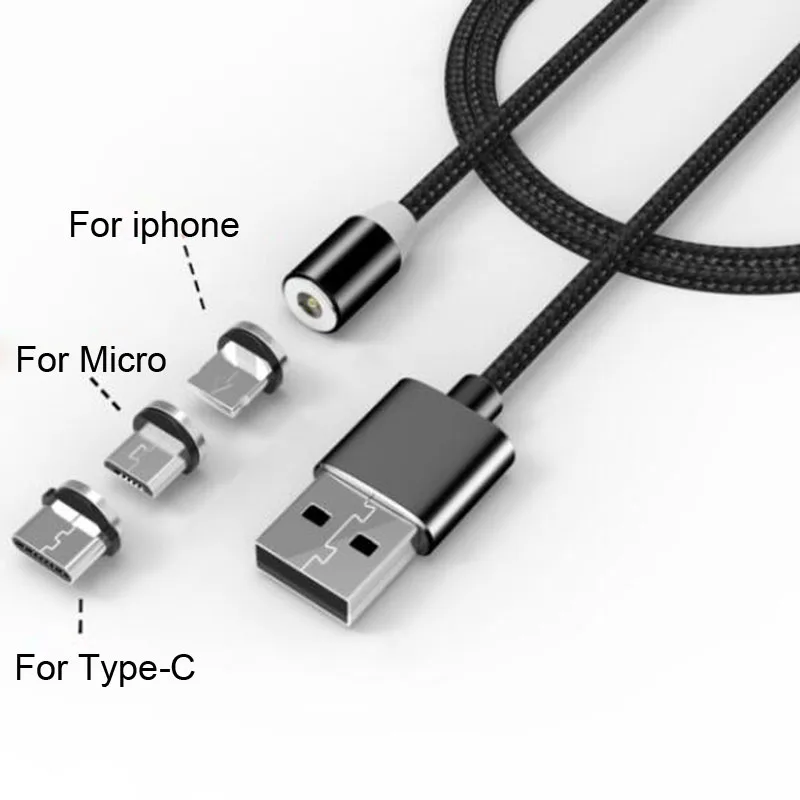 Магнитный USB-кабель все в одном зарядный кабель Micro + USB Type-C для телефона iPhone X 7 8 6