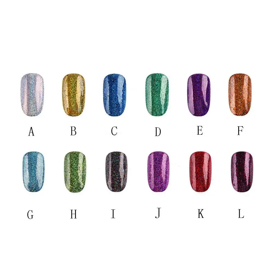 2 г/кор. Радуга Голографические Nail Порошок Лазера Хром Блеск Ногтей clavo дель brillo