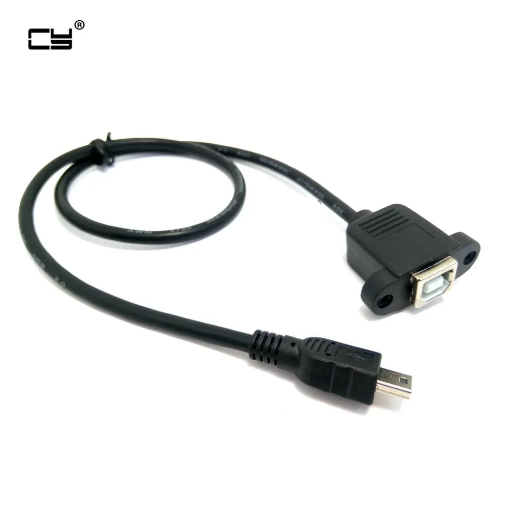

Mini USB 5pin Male to USB B Female panel mount type Cable 50cm with screws mini usb 5pin Print Extended line Cable 30cm 50cm