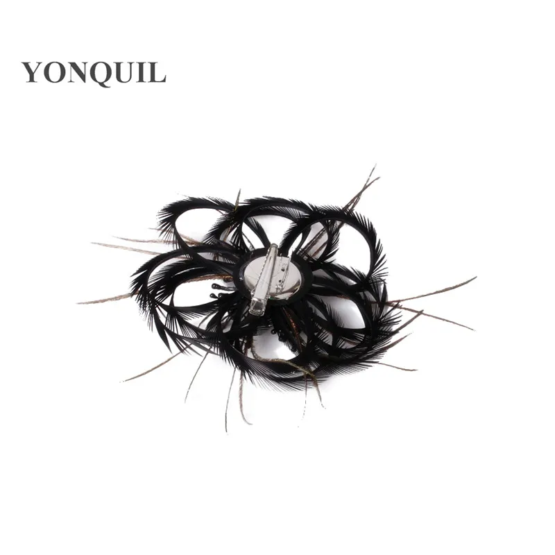

Classical Color Cocktail Fascinator Headwear Feather Flower Party Headpiece Race Hair Accessories Millinery Church Hats MYQ119