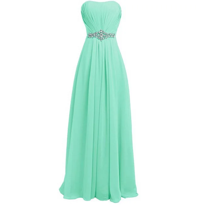 Vestido madrinha шифон бриллианты без бретелек линии бордовый фиолетовый королевский синий платья подружки невесты цвета Шампань Длинные Дешевые