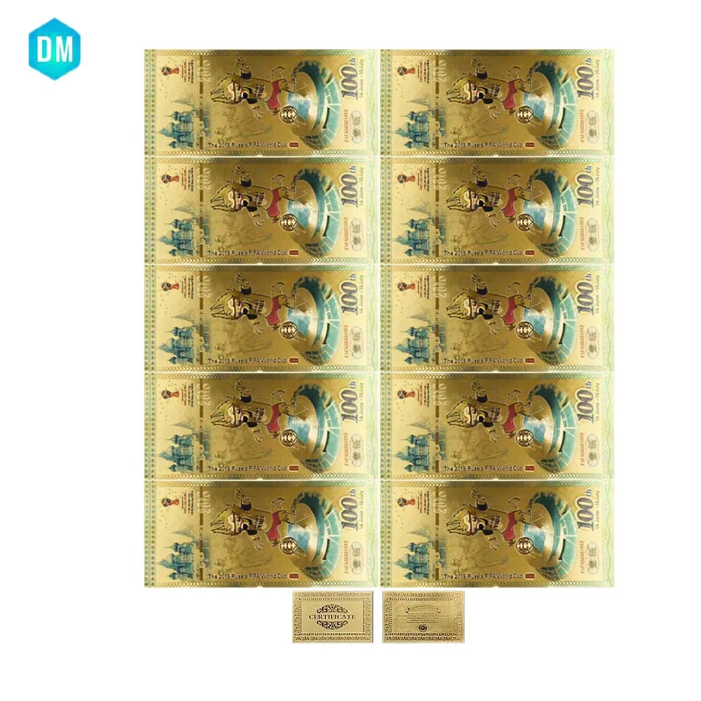 

Holiday Gifts Colorful Gold Banknote 24k Gold Foil 2018 Year Russian World Cup World Money 100 Ruble Gifts
