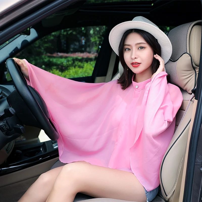 Driving Sunscreen Shawl Summer Travel Outside Soft Fashion Silk Scarf Anti-ultraviolet Sun Shade Tippet Beach Flower Cloak H3007 |