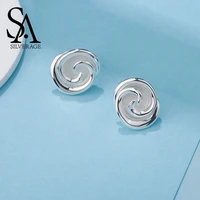 sa silverage 925 sterling silver rose stud earrings for women fine jewelry flower silver 925 big earings stud brincos pendientes