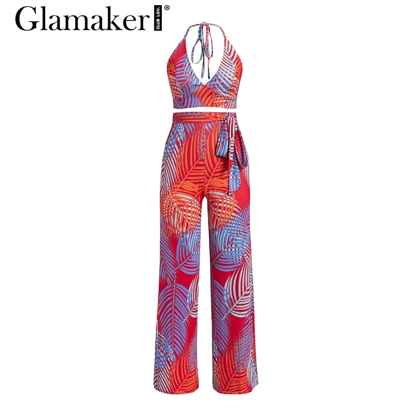 Женский Длинный комбинезон Glamaker пикантный с лямкой на шее размера плюс летний