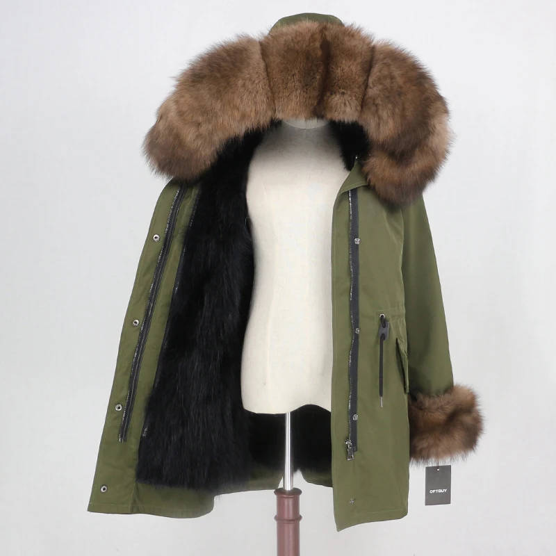 OFTBUY, водонепроницаемая парка, женская, натуральный Лисий мех, капюшон, манжеты, пальто, зимняя куртка, верхняя одежда, съемная, толстая, теплая верхняя одежда, уличная одежда