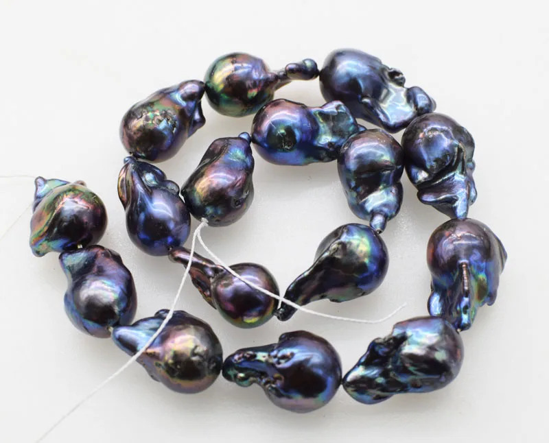 

loose beads freshwater pearl reborn keshi drop baroque black 22-26mm 15" for making jewelry necklace FPPJ wholesale