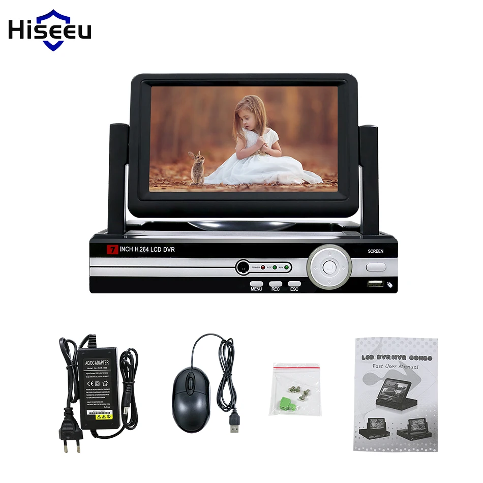 Hiseeu CCTV 4/8 канала 1080N цифрового видео Регистраторы 5IN1 с 7 &quotЖК-дисплей Экран Hybrid DVR