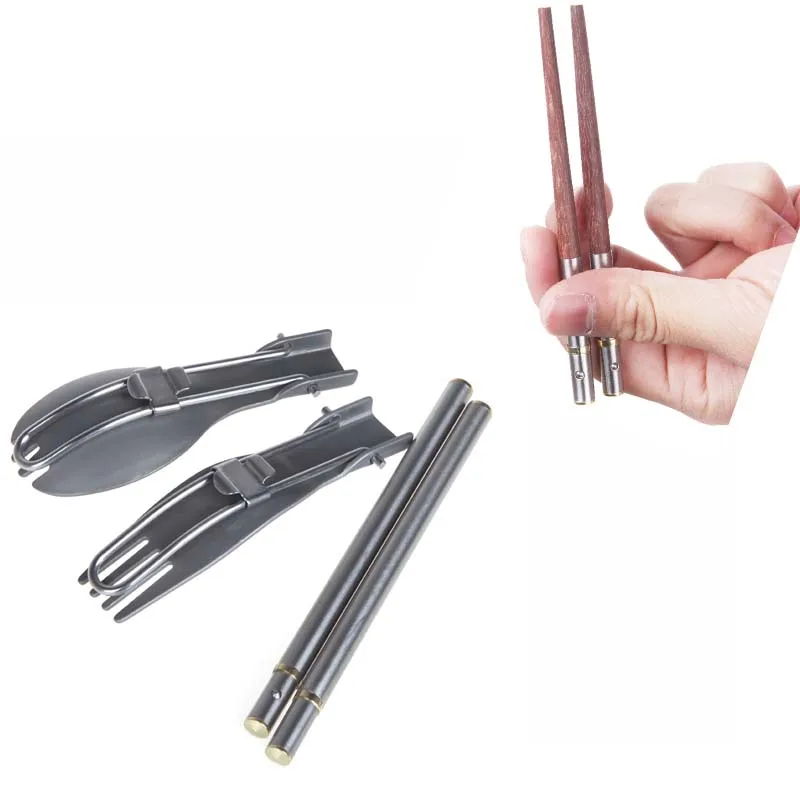 Высокое качество Alocs Открытый Кемпинг Посуда Палочки Для Еды Складной Вилка