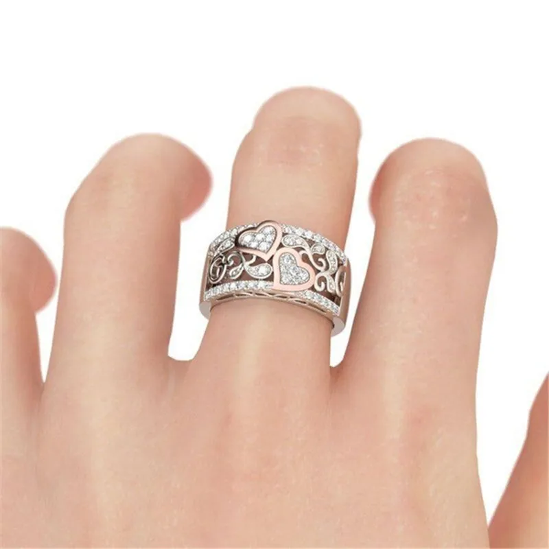 

Vintage Heart shape ring 925 Sterling silver Cubic Zirconia Statement Party Wedding Band Rings for women Fashion Finger Jewelry