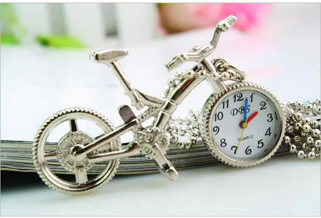 

10pcs /lot Design fashion Children bicycle pendant charming Pocket watch necklace