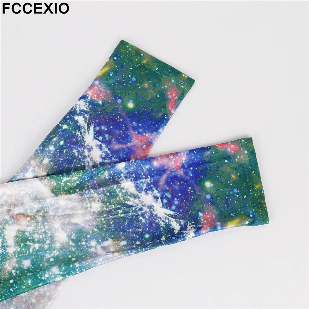 FCCEXIO New Women Leggings Galaxy Tiger Head Printed Workout Legging Colorful Fitness Leggins Puls Size Fashion 3D Pants | Женская