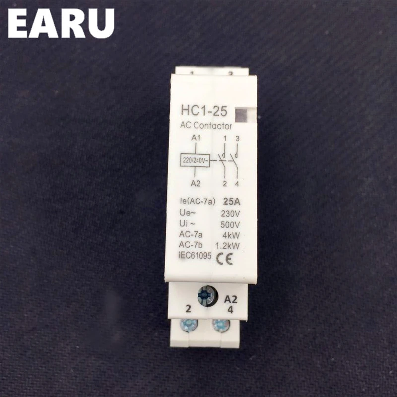 Din-рейка 2P 25a 220 В/230 В 50/60 Гц AC контактор для дома Module 1NO 1NC + 2NO 2NC отеля тихий