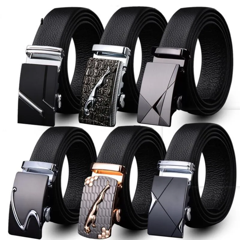 ZPXHYH Men Belt Male Genuine Leather Strap Belts For Men Top Quality Automatic Buckle black Belts Men Real leather cowskin belt
