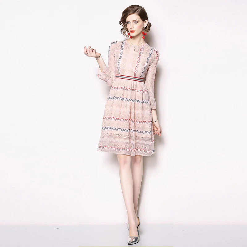 Fitaylor весенние женские новые кружевные розовые платья элегантные цветные