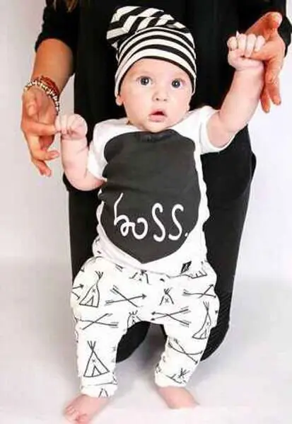 Newborn Baby Boys Clothes Sets Casual Letter Print Outfit T-shirt Trousers Pants set Summer 0-24M 2pcs |