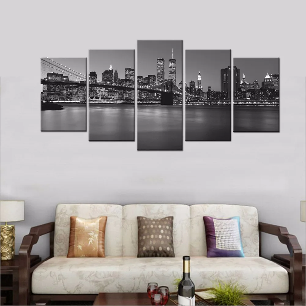 Черно-белая искусственная фотография на холсте печать заказ-современная ночная