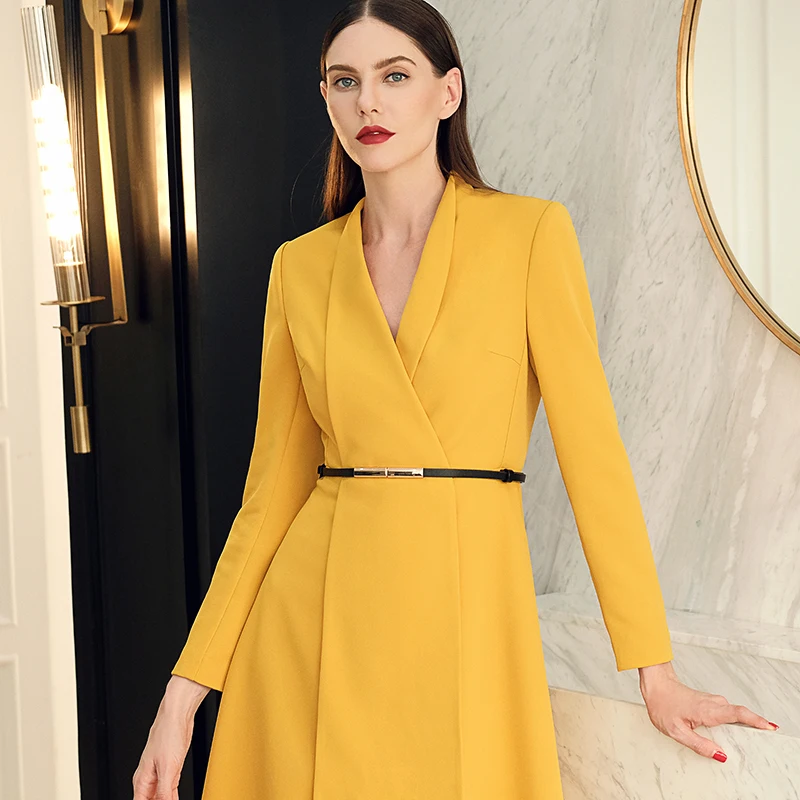 

Sashes Knee Length Body-con Long Dresses Elegant Vestidos Long Sleeve Party Office Ladies 2019 New Arrival Dress Women K053