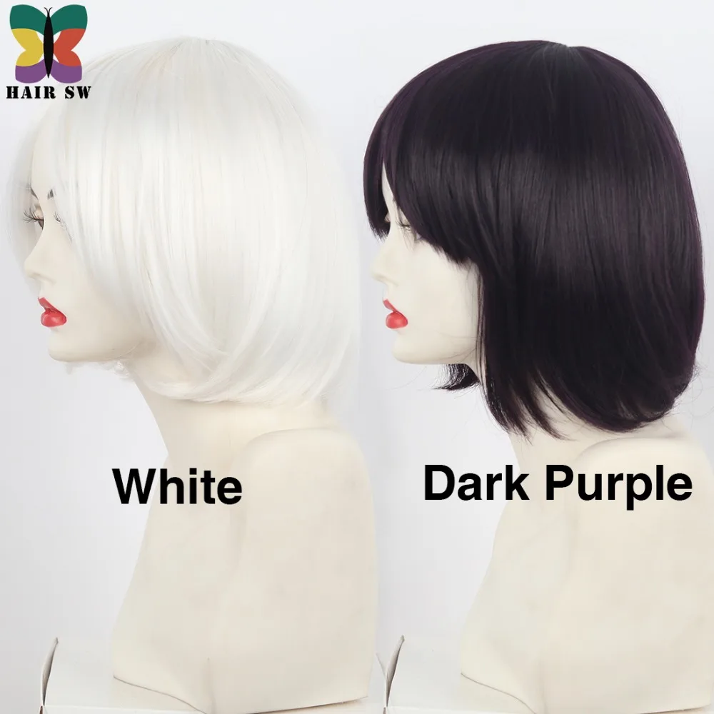 Волосы SW Короткие прямые женские синтетические парики боб с длинной челкой для