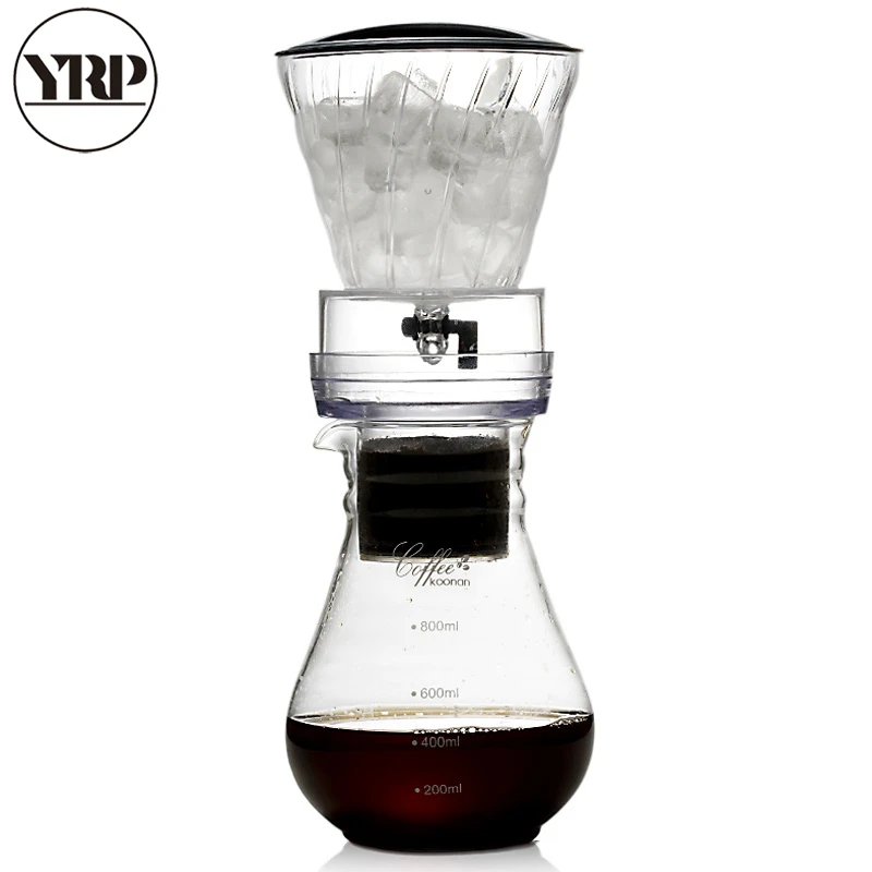 YRP800ml многоразовые капельная, для воды и льда Кофе фильтр Стекло кофейники эспрессо кухня baristaTools капельница горшок ледяной создание кафе