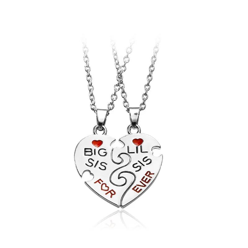 

Best Friend Jewelry BIG SIS LITTLE SIS Pendants&Necklaces Alloy Necklace 12sets/lot