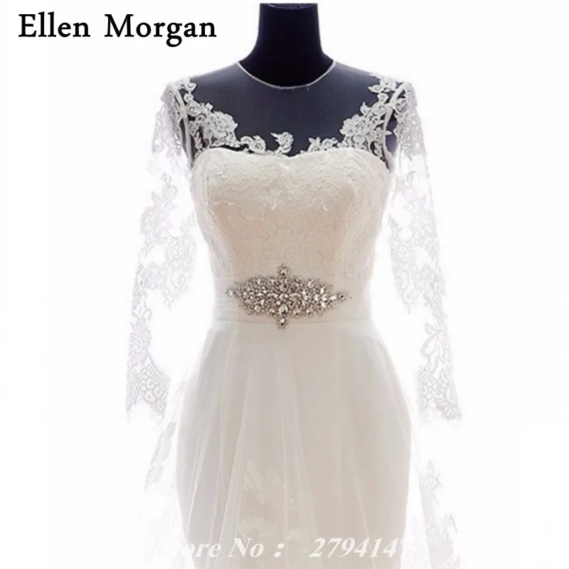 Русалка с длинным рукавом свадебные платья для девочек цвета слоновой кости Sheer