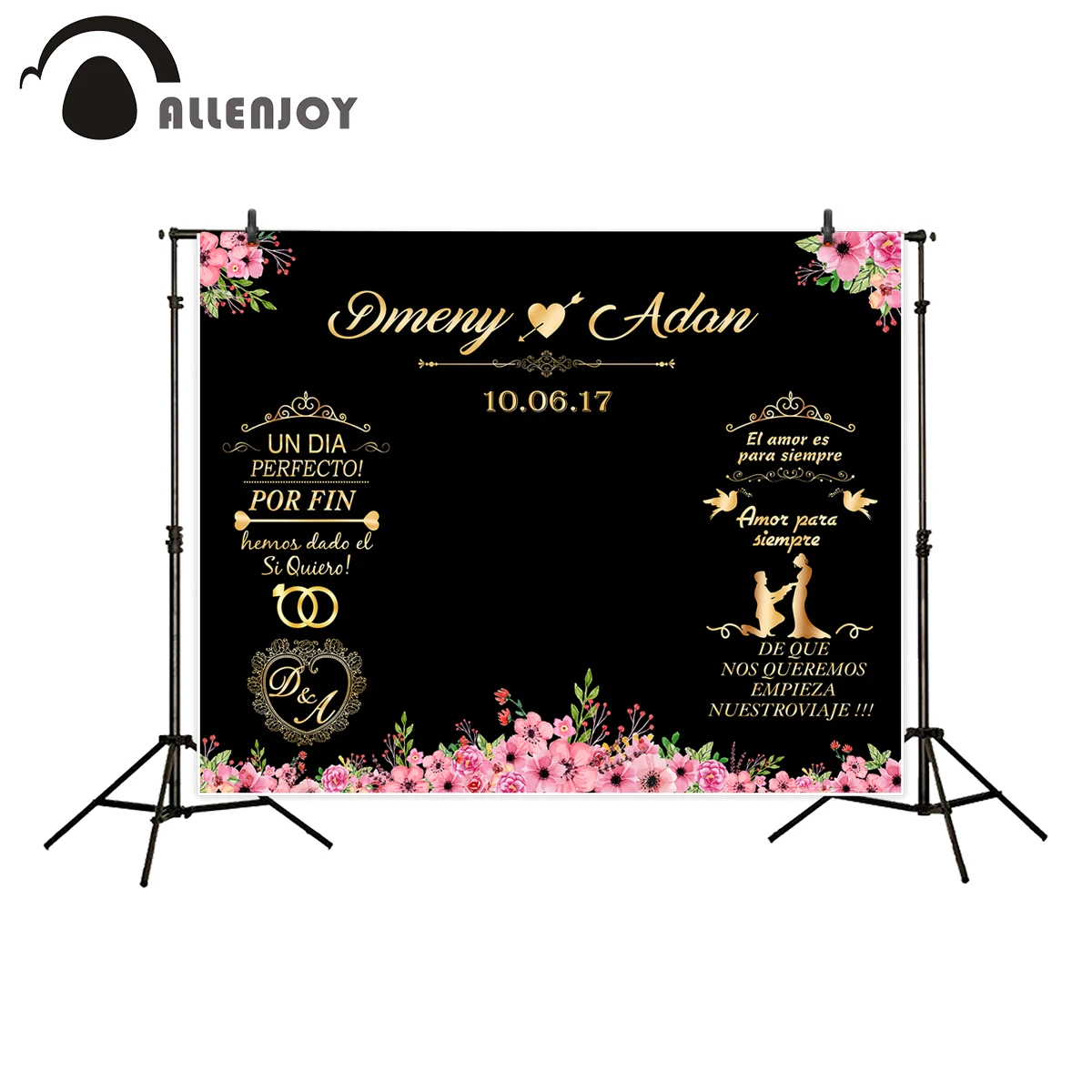 

Allenjoy backdrop for photographic studio wedding custom chalkboard flower romantic heart photography background customize