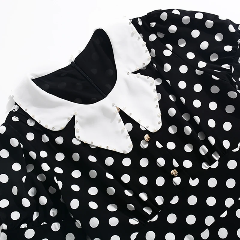 2019 милое платье с вышивкой в горошек принтом высокое качество милые короткими