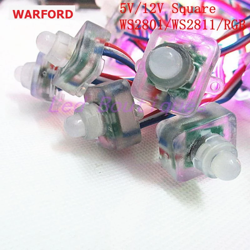 50 шт. ws2811 ws2801 RGB led модуль строка квадрат индивидуально адресуемых IP68