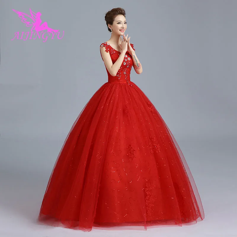 

AIJINGYU 2021, бесплатная доставка, новинка, Лидер продаж, дешевое бальное платье со шнуровкой сзади, искусственное свадебное платье WK314