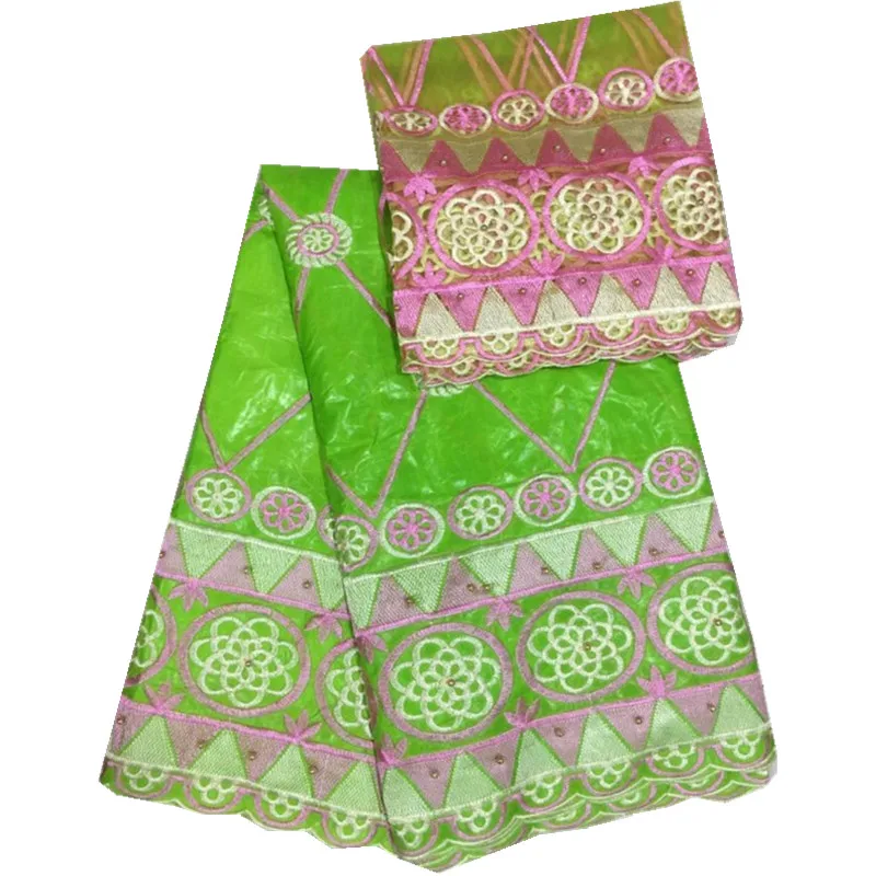 Bazin riche fabric in the African embroidery basin getzner lace with two yards of French chiffon ly-236 | Дом и сад