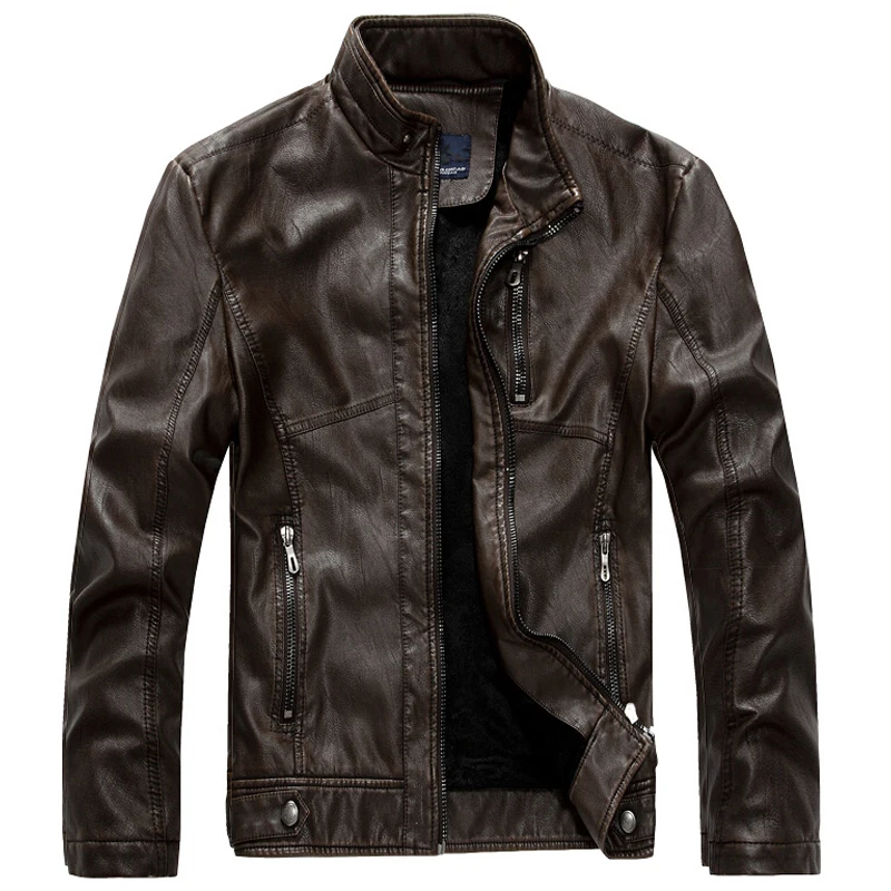 Кожаная куртка Мужская куртка-бомбер кожаная с воротником-стойкой мужское