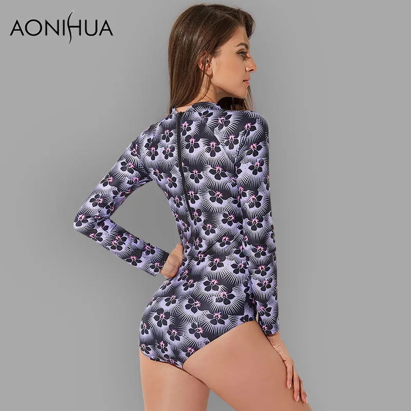 Aonihua 2018 ultra violet Одна деталь Сёрфинг купальник Для женщин с цветочным принтом