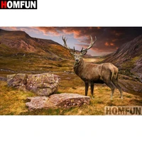 homfun full squareround drill 5d diy diamond painting animal deer landscape embroidery cross stitch 3d home decor gift a13258