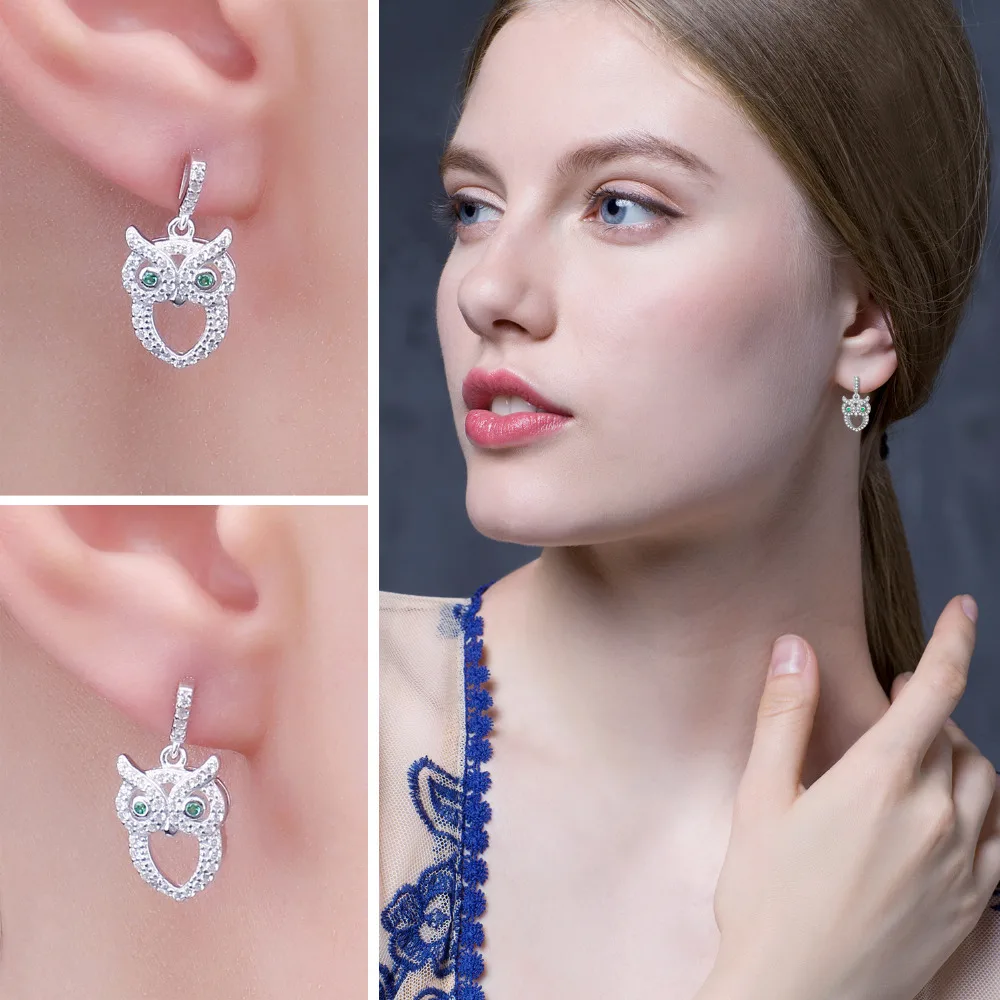 JewelryPalace зелеными глазами Сова Nano России имитация изумрудные серьги 925 пробы