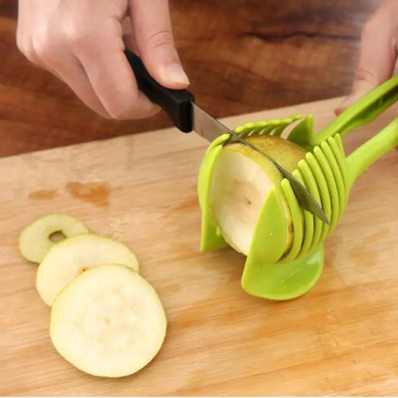 

Safety ABS Slicer Vegetable Tomato Slicer Lemon Orange Fruit Cutter Knife Cake Holder Kitchen Gadgets Fruit Vegetable Tool