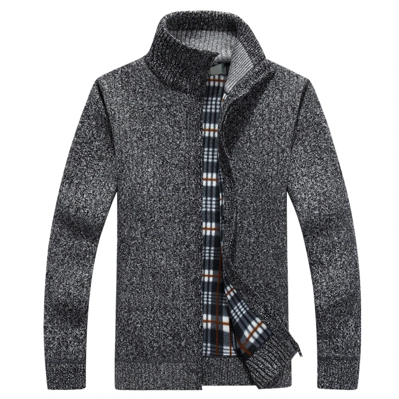 2018 Men Thick Stand Collar Knit Sweaters Solid Colour Mens Sweater Zipper Design Warm Cardigan Jacket Slim Outwear |